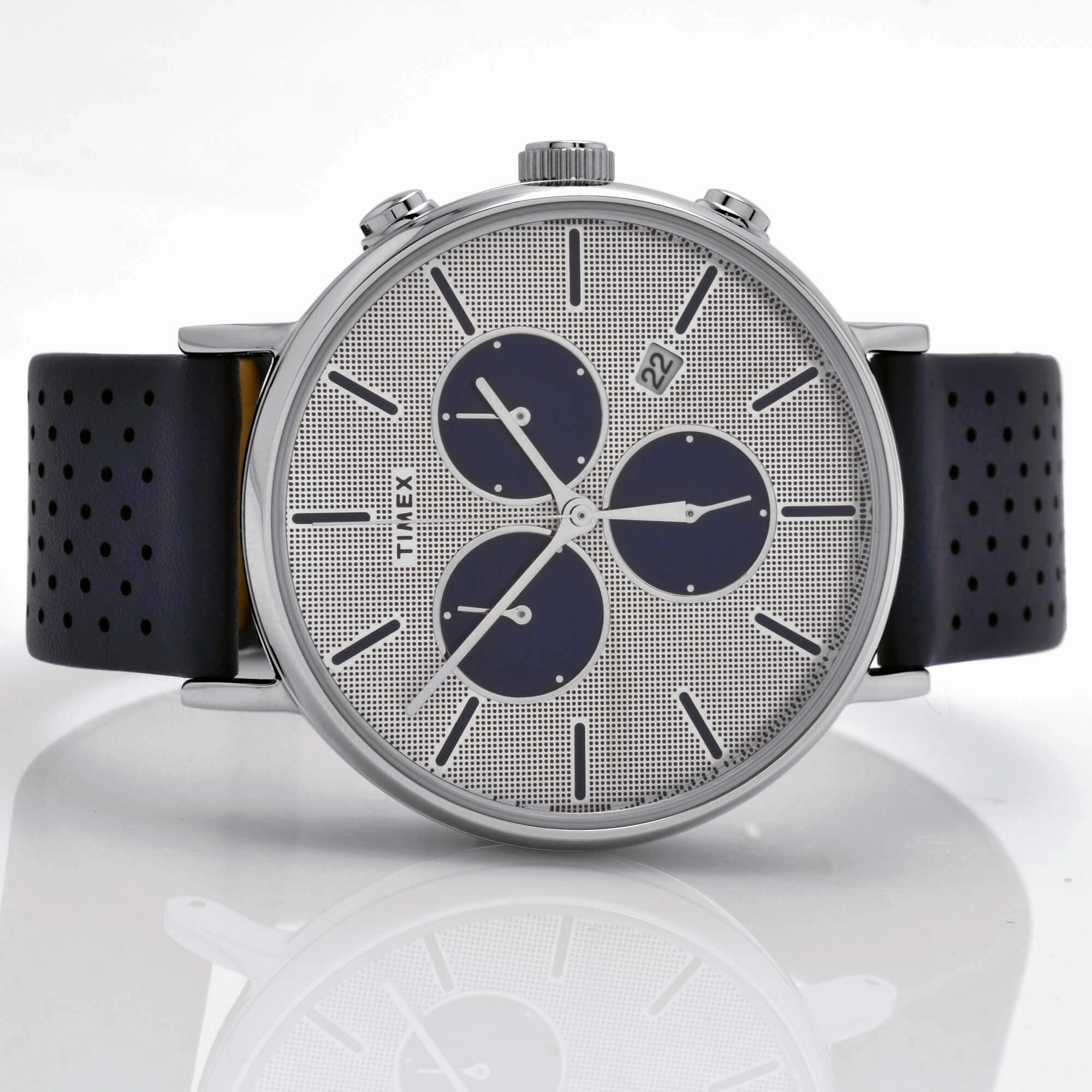 Timex Men's Watch - Fairfield Supernova Quartz Silver Dial Leather Strap | TW2R97700