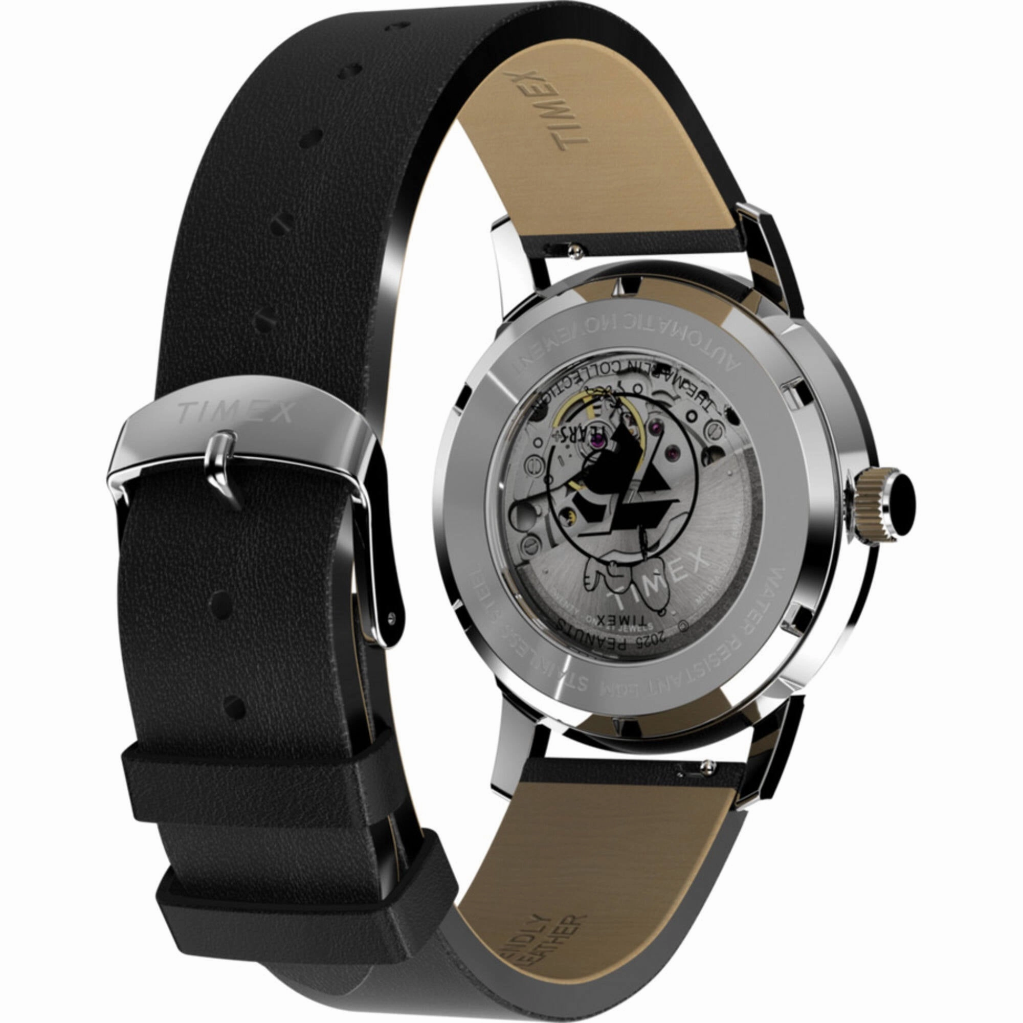 Timex Men's Watch - Marlin Peanuts Automatic Silver Dial Leather Strap | TW2Y10000