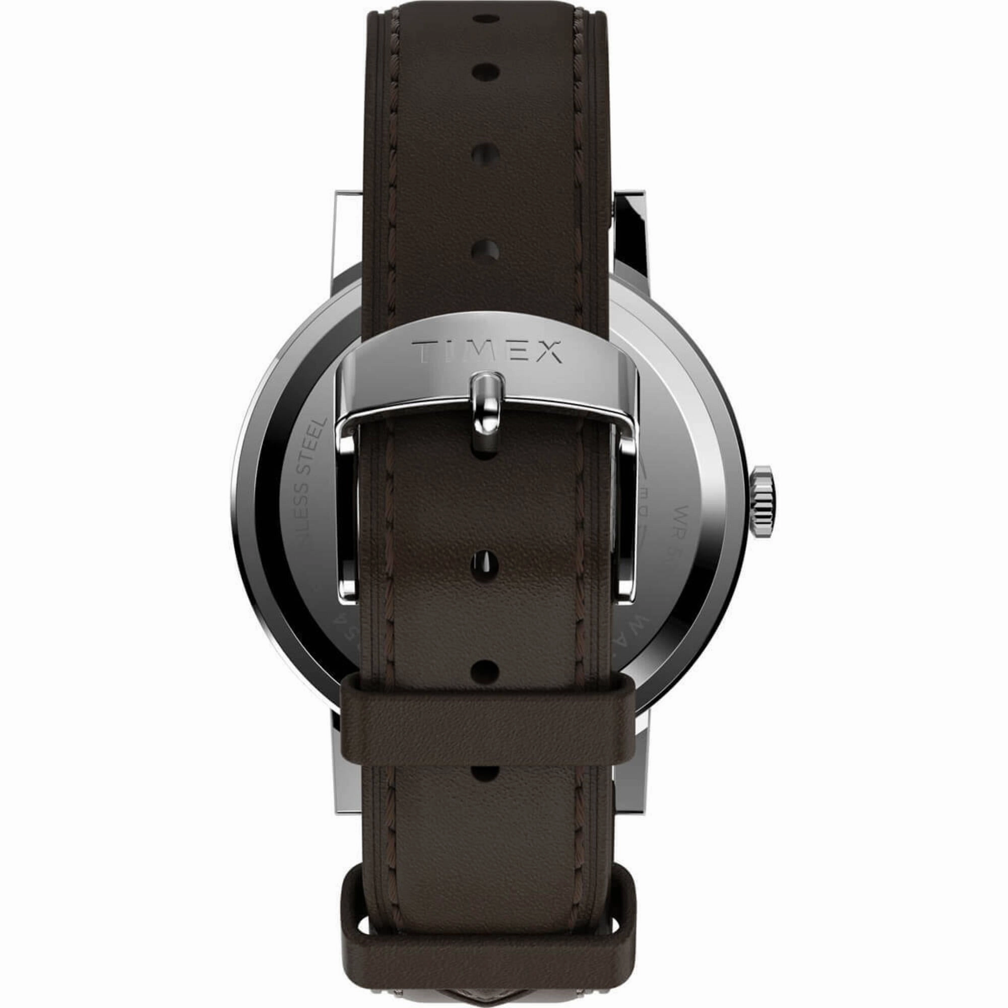 Timex Men's Watch - Midtown Quartz Blue Dial Brown Leather Strap Date | TW2V36500