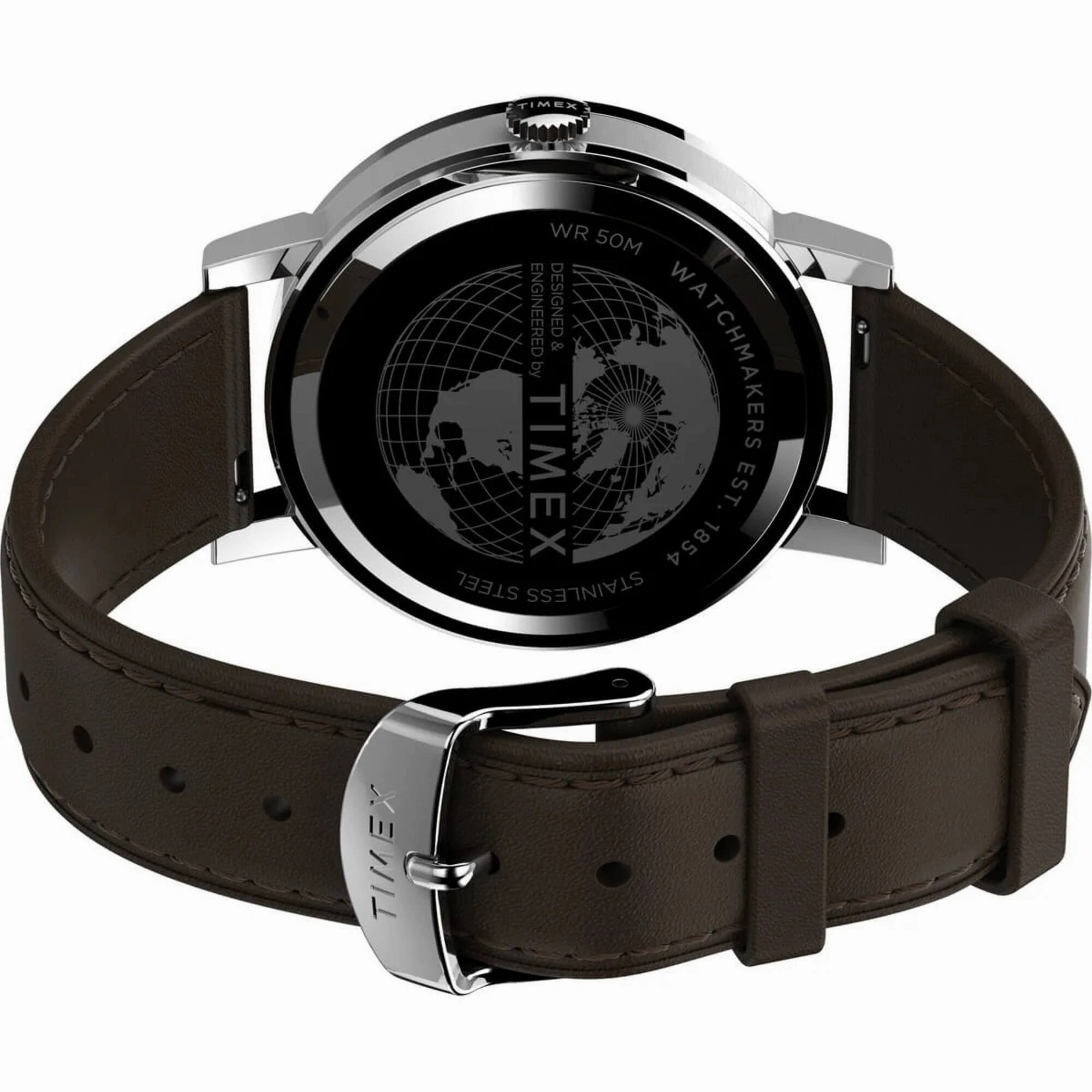 Timex Men's Watch - Midtown Quartz Blue Dial Brown Leather Strap Date | TW2V36500
