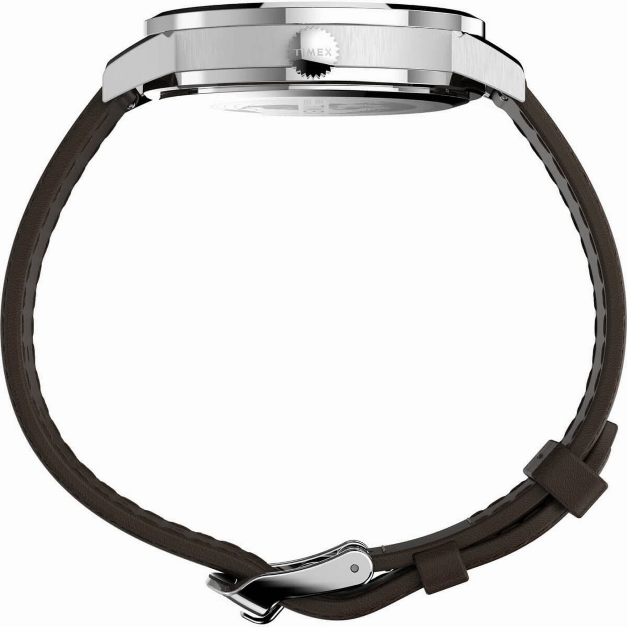 Timex Men's Watch - Midtown Quartz Blue Dial Brown Leather Strap Date | TW2V36500