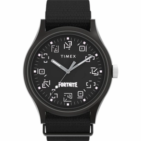 Timex Men's Watch - MK1 Fortnite Aluminum Case Black Dial Fabric Strap | TW2W97000