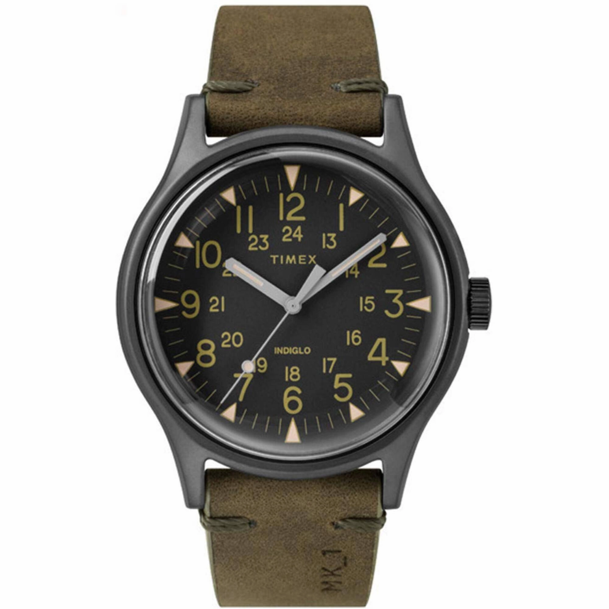 Timex Men's Watch - MK1 Quartz Gunmetal Stainless Steel Case Brown Strap | TW2R97000