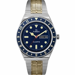 Timex Men's Watch - Q Diver Quartz Blue Dial Stainless Steel Bracelet | TW2V18400ZV