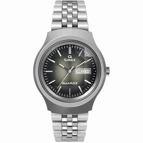 Timex Men's Watch - Q Reissue Degrade Quartz Black, Grey Dial Bracelet | TW2W22500