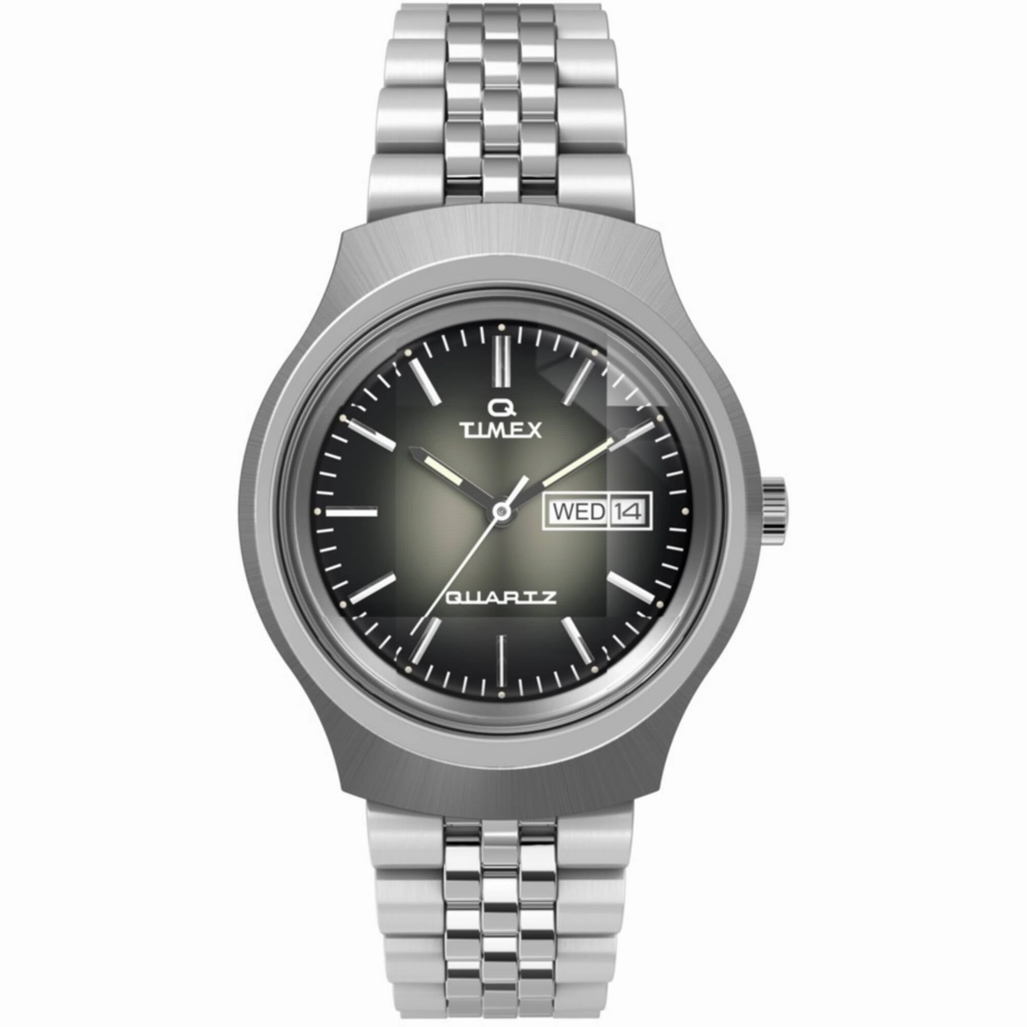 Timex Men's Watch - Q Reissue Degrade Quartz Black, Grey Dial Bracelet | TW2W22500