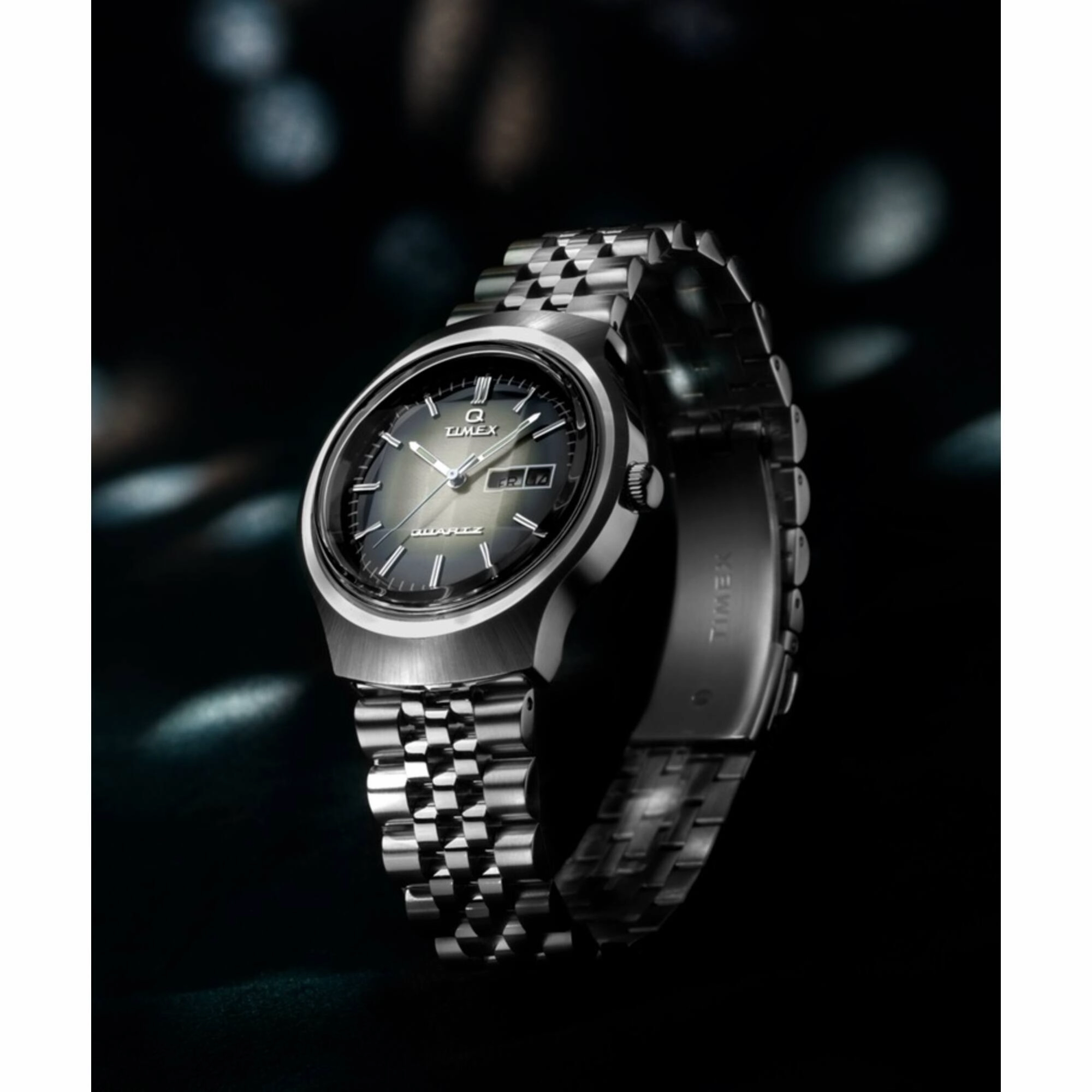 Timex Men's Watch - Q Reissue Degrade Quartz Black, Grey Dial Bracelet | TW2W22500