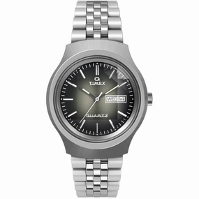 Timex Men's Watch - Q Reissue Degrade Quartz Black, Grey Dial Bracelet | TW2W22500