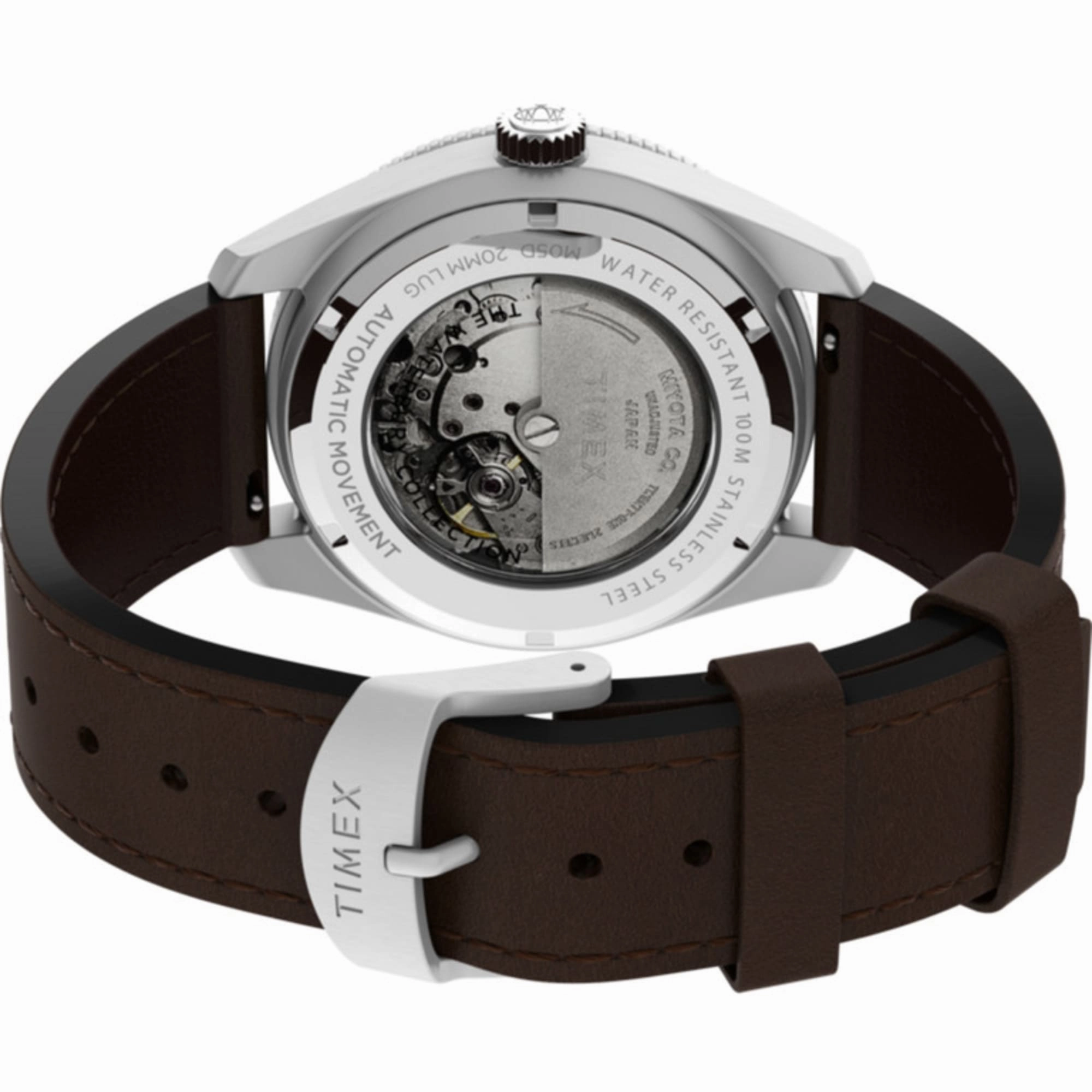 Timex Men's Watch - The Waterbury Automatic Black Dial Leather Strap TW2V24800