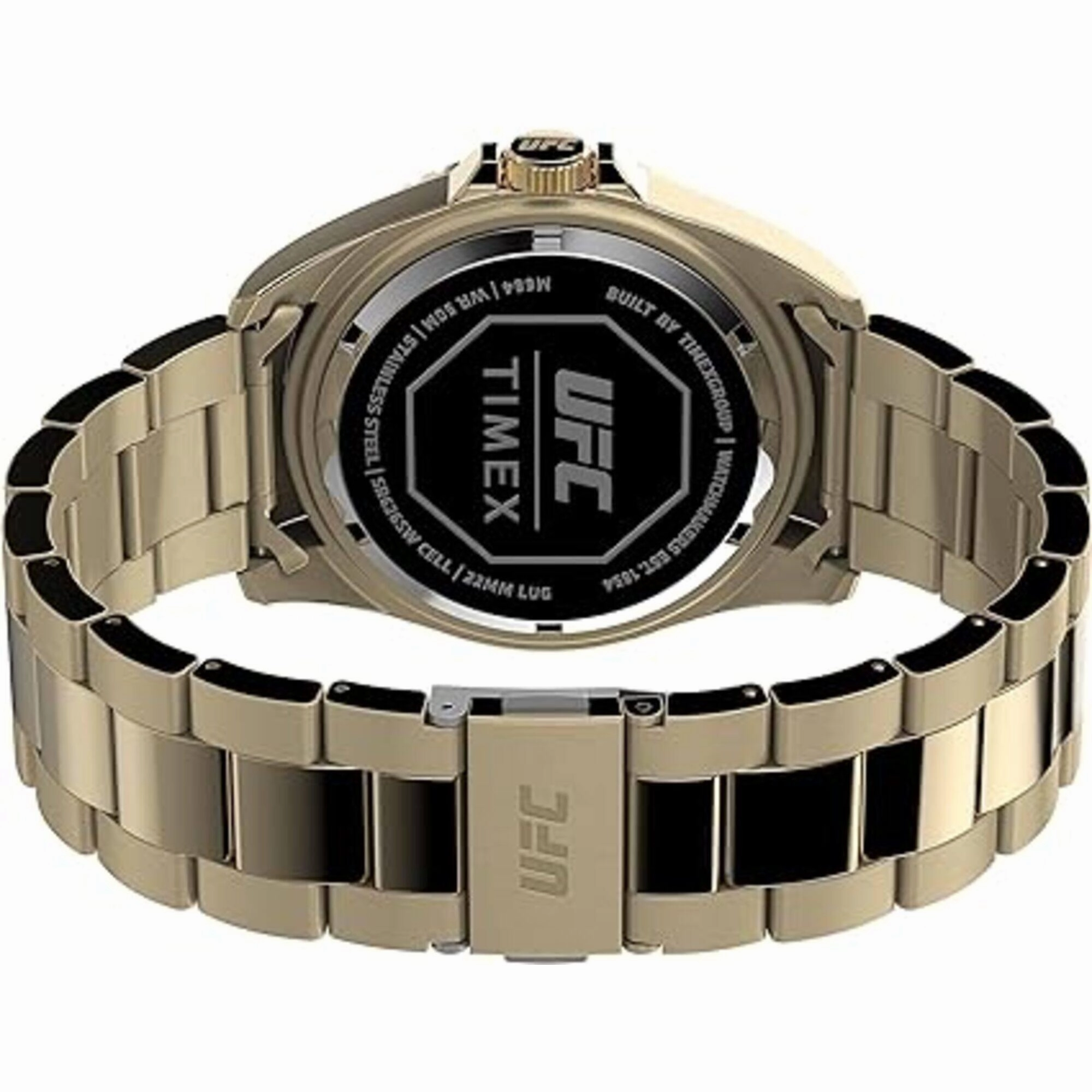 Timex Men's Watch - UFC Debut Quartz Black Dial Yellow Gold Bracelet | TW2V96100GP