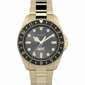 Timex Men's Watch - UFC Debut Quartz Black Dial Yellow Gold Bracelet | TW2V96100GP