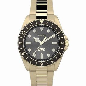 Timex Men's Watch - UFC Debut Quartz Black Dial Yellow Gold Bracelet | TW2V96100GP