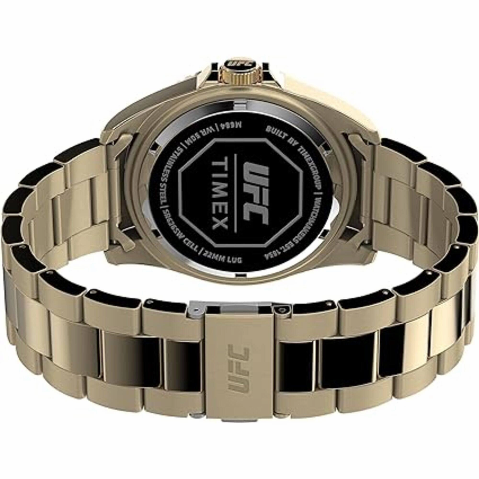 Timex Men's Watch - UFC Debut Quartz Black Dial Yellow Gold Bracelet | TW2V96100GP