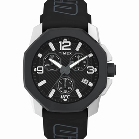 Timex Men's Watch - UFC Icon Quartz Chronograph Black Dial Silicone Strap | TW2V58600