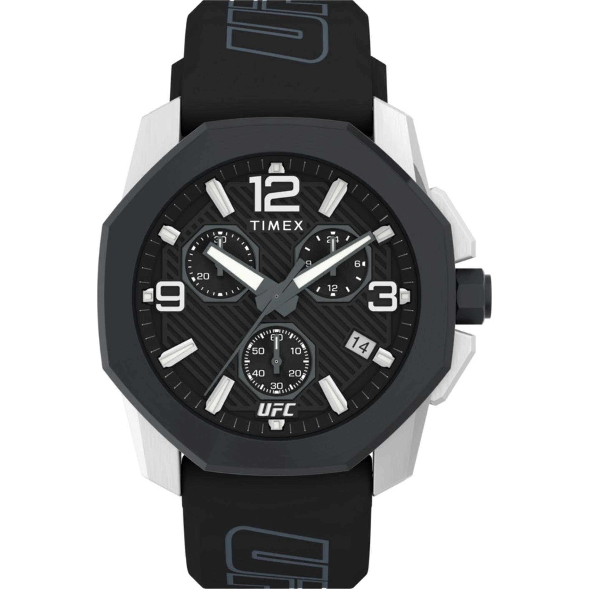 Timex Men's Watch - UFC Icon Quartz Chronograph Black Dial Silicone Strap | TW2V58600
