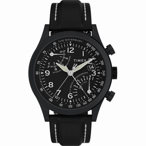 Timex Men's Watch - Waterbury Traditional Fly Back Chrono Black Strap | TW2W48000VQ