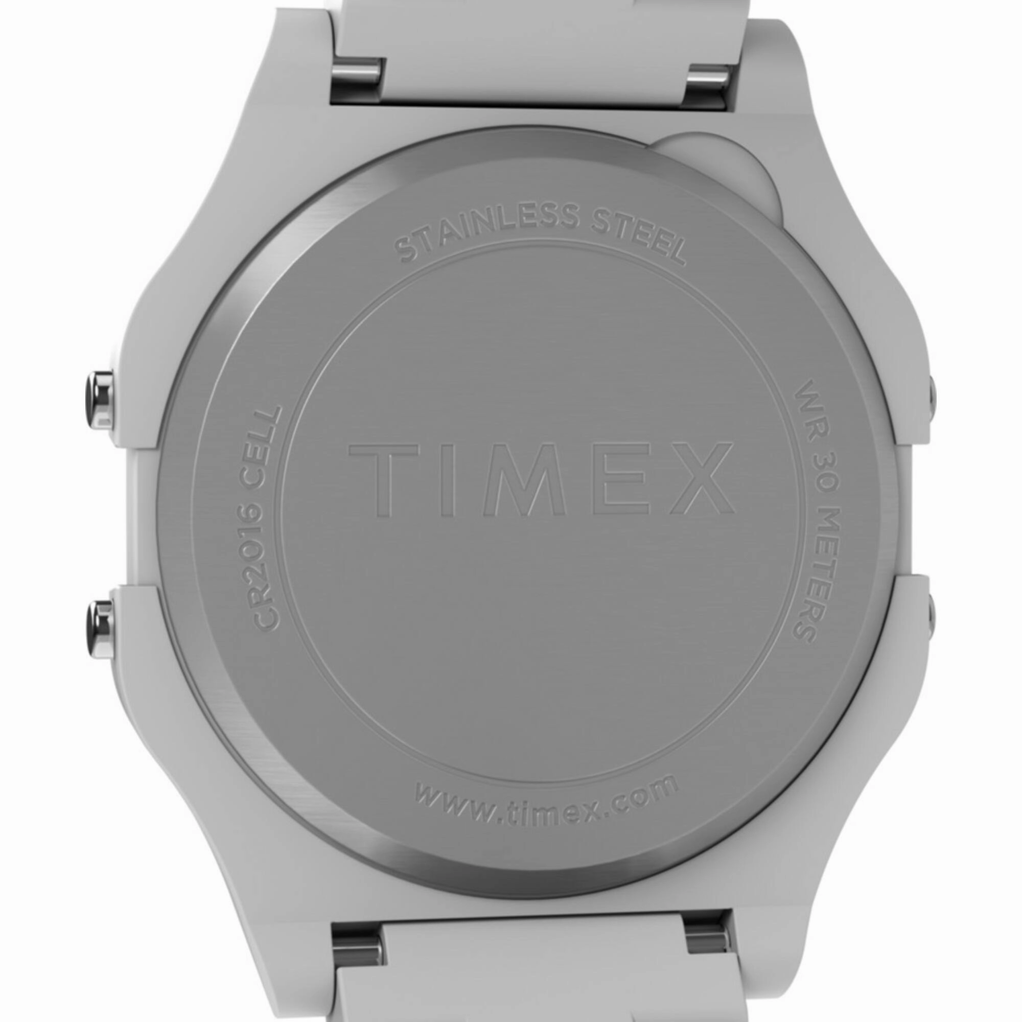 Timex Unisex Watch - 80 Digital Dial White Plastic Case Resin Bracelet | TW2V20100