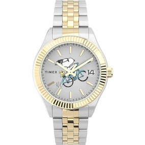 Timex Women's Watch - Legacy Peanuts Bicycle Silver Dial Two Tone Steel | TW2W78800