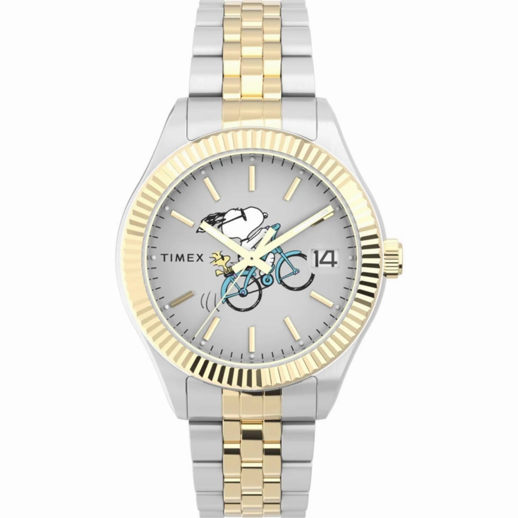 Timex Women's Watch - Legacy Peanuts Bicycle Silver Dial Two Tone Steel | TW2W78800