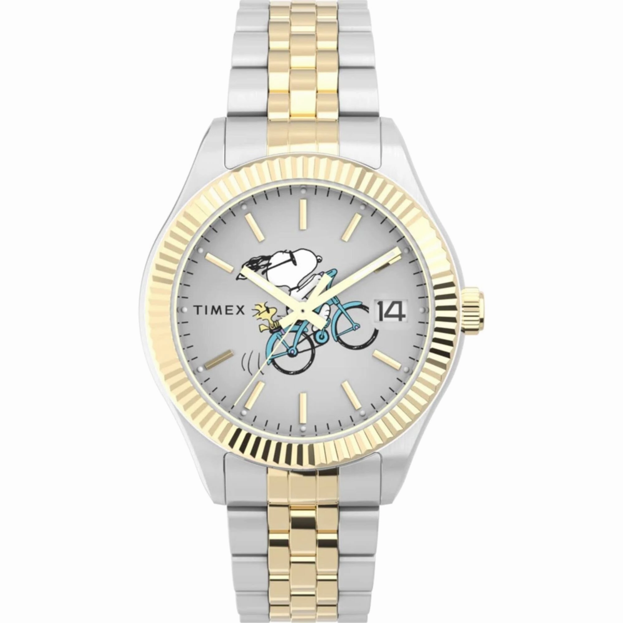 Timex Women's Watch - Legacy Peanuts Bicycle Silver Dial Two Tone Steel | TW2W78800