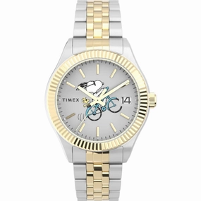 Timex Women's Watch - Legacy Peanuts Bicycle Silver Dial Two Tone Steel | TW2W78800