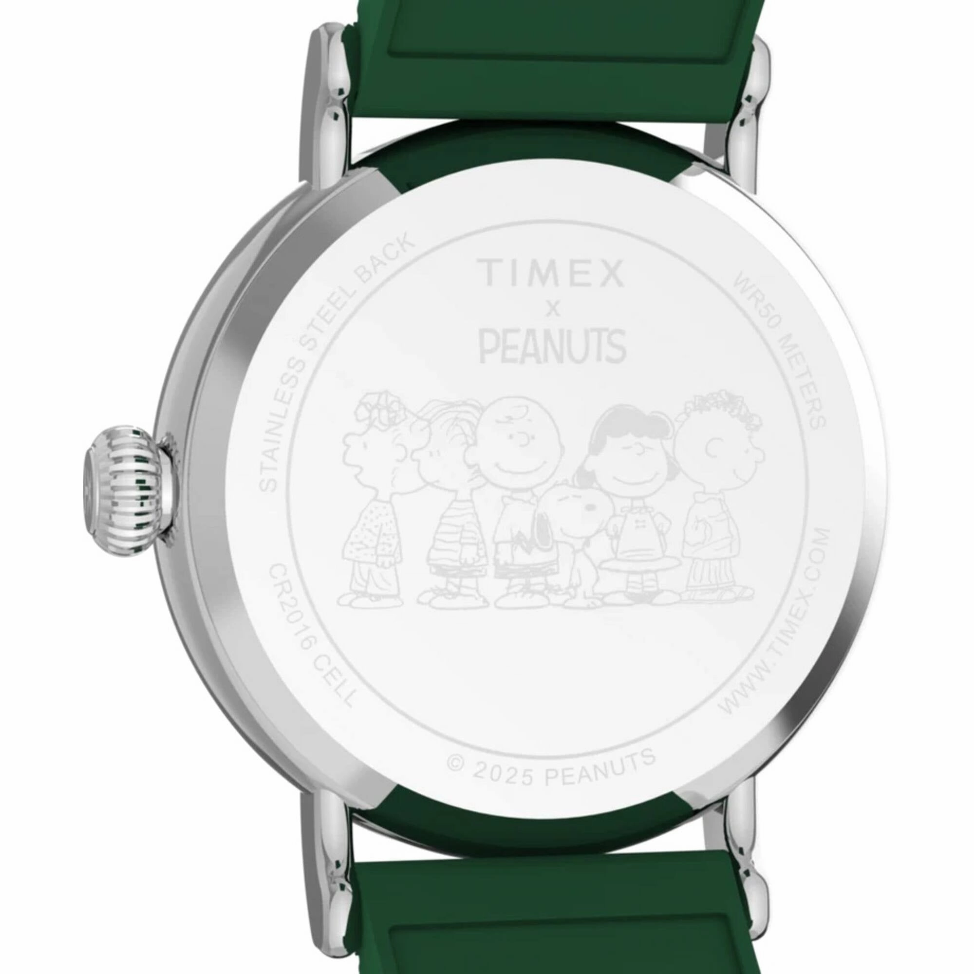 Timex Women's Watch - Peanuts White Dial Green Synthetic Rubber Strap | TW2W78900