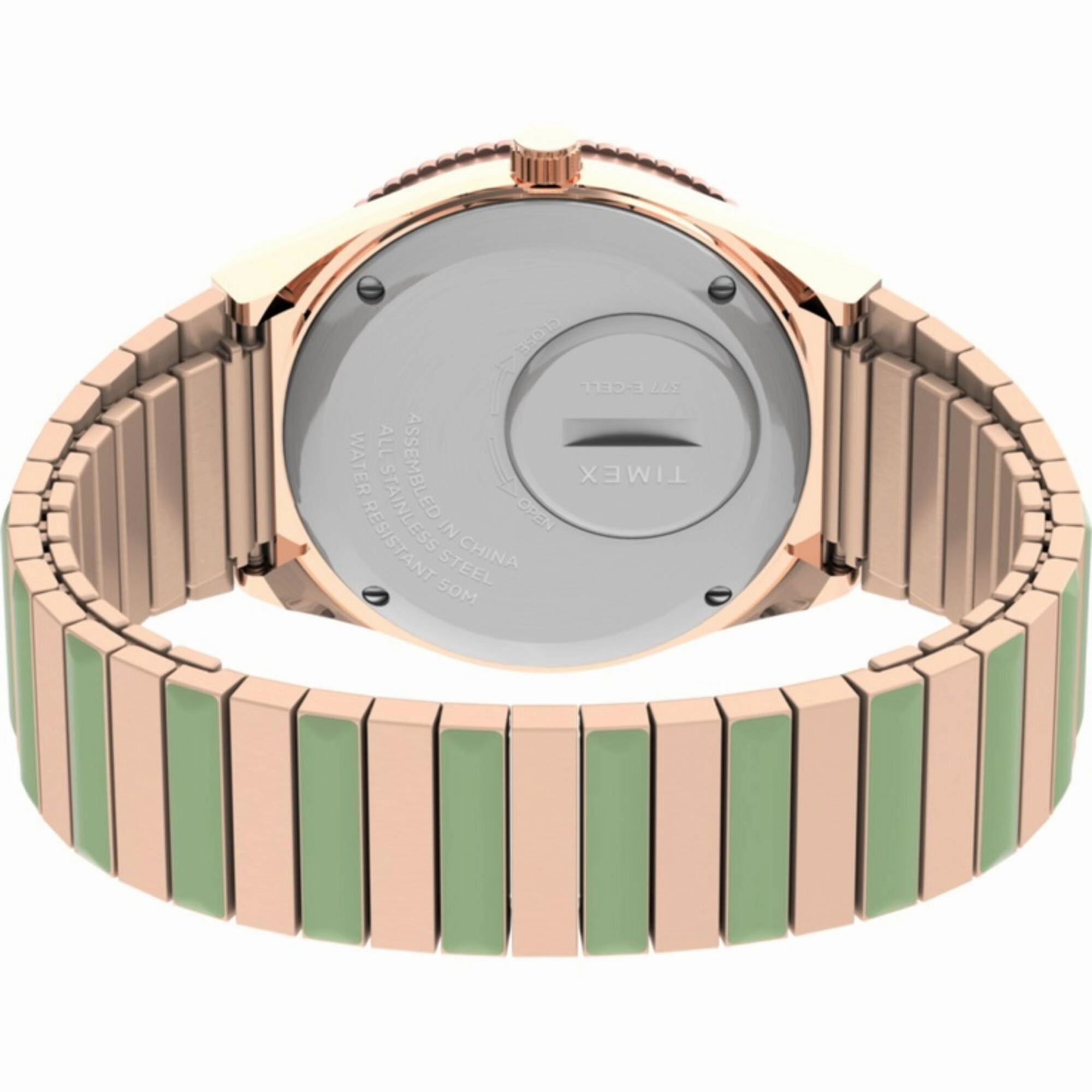 Timex Women's Watch - Q Malibu Quartz Green Dial Two Tone Bracelet | TW2V38700