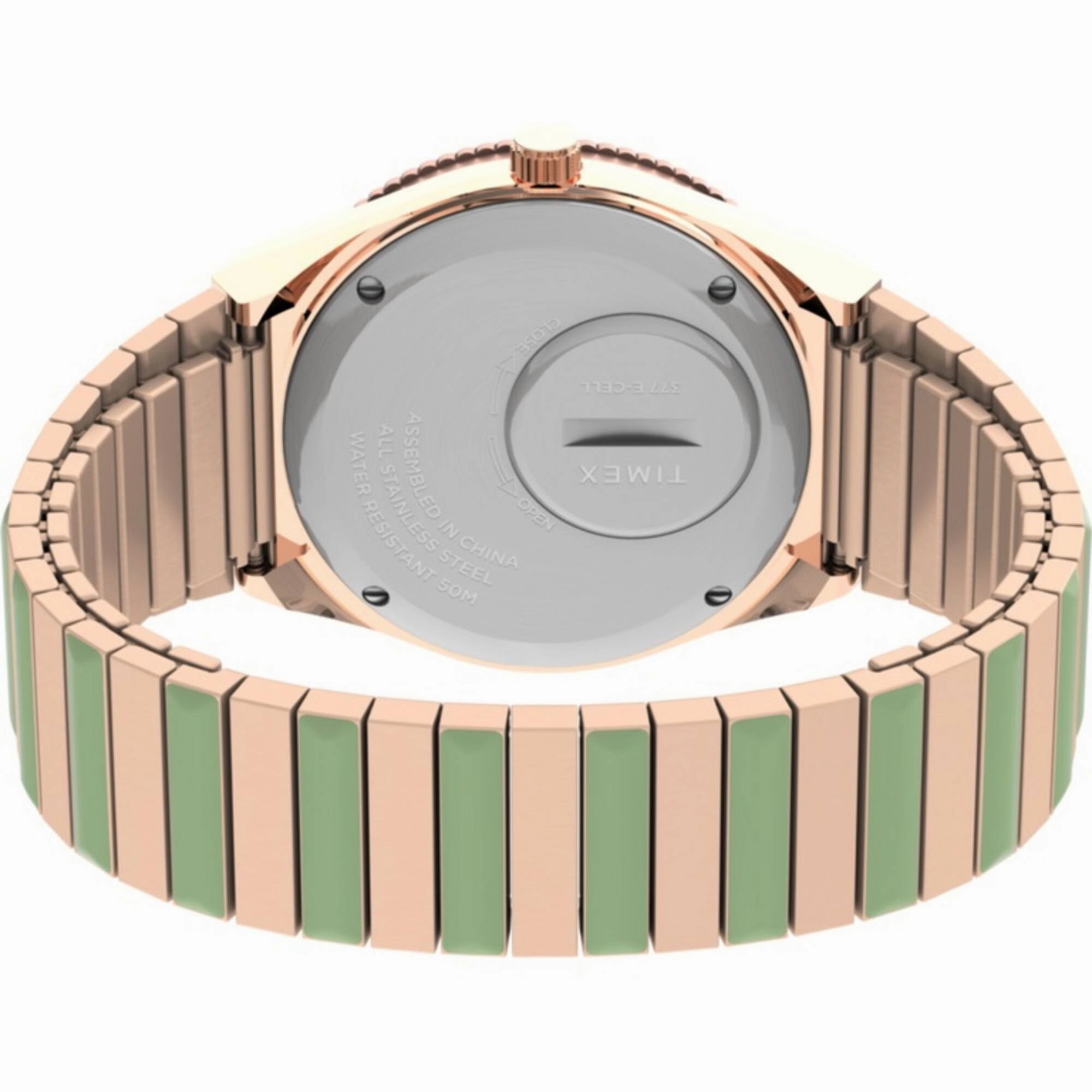 Timex Women's Watch - Q Malibu Quartz Green Dial Two Tone Bracelet | TW2V38700