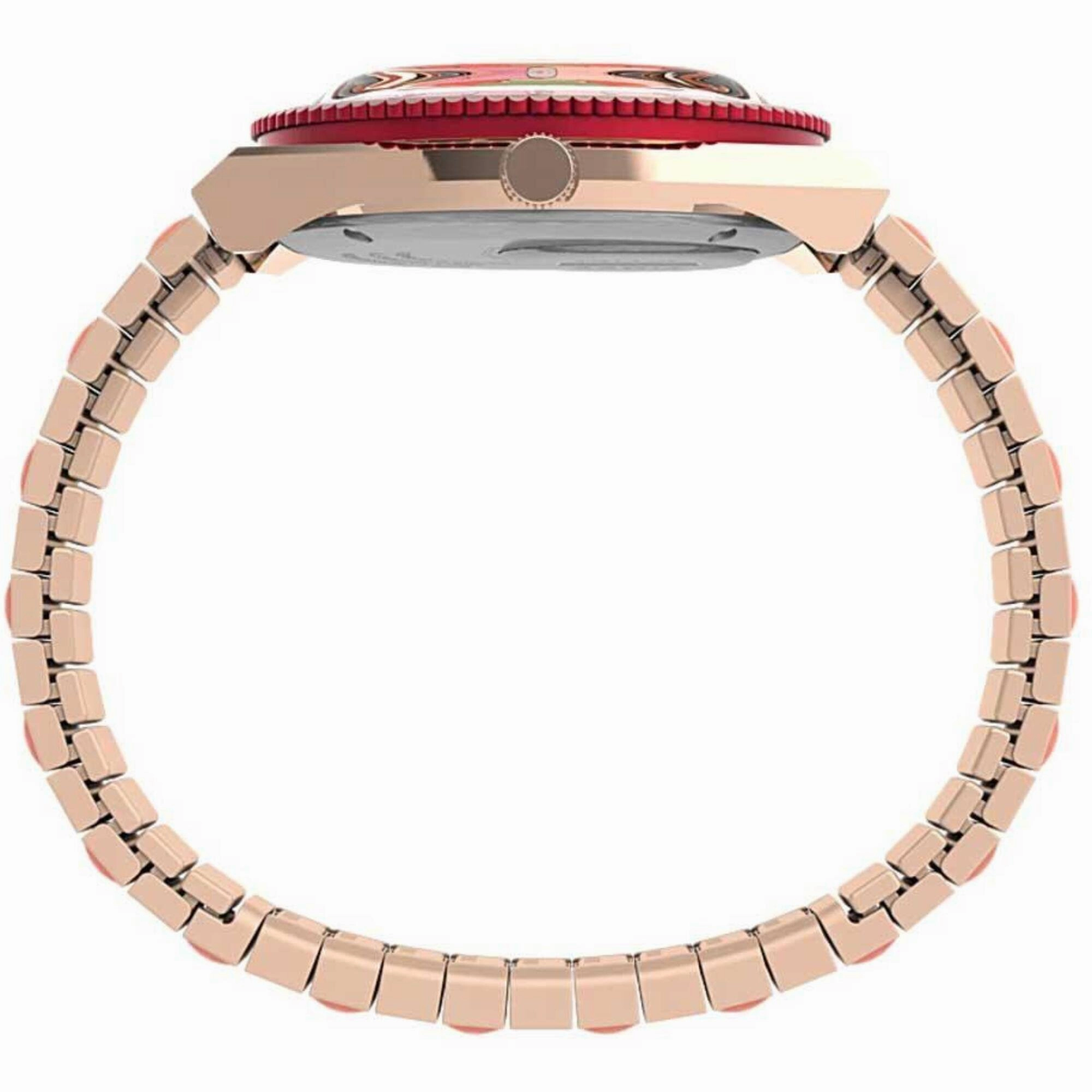 Timex Women's Watch - Q Malibu Rotating Bezel Pink Dial Expansion Bracelet | TW2V38600