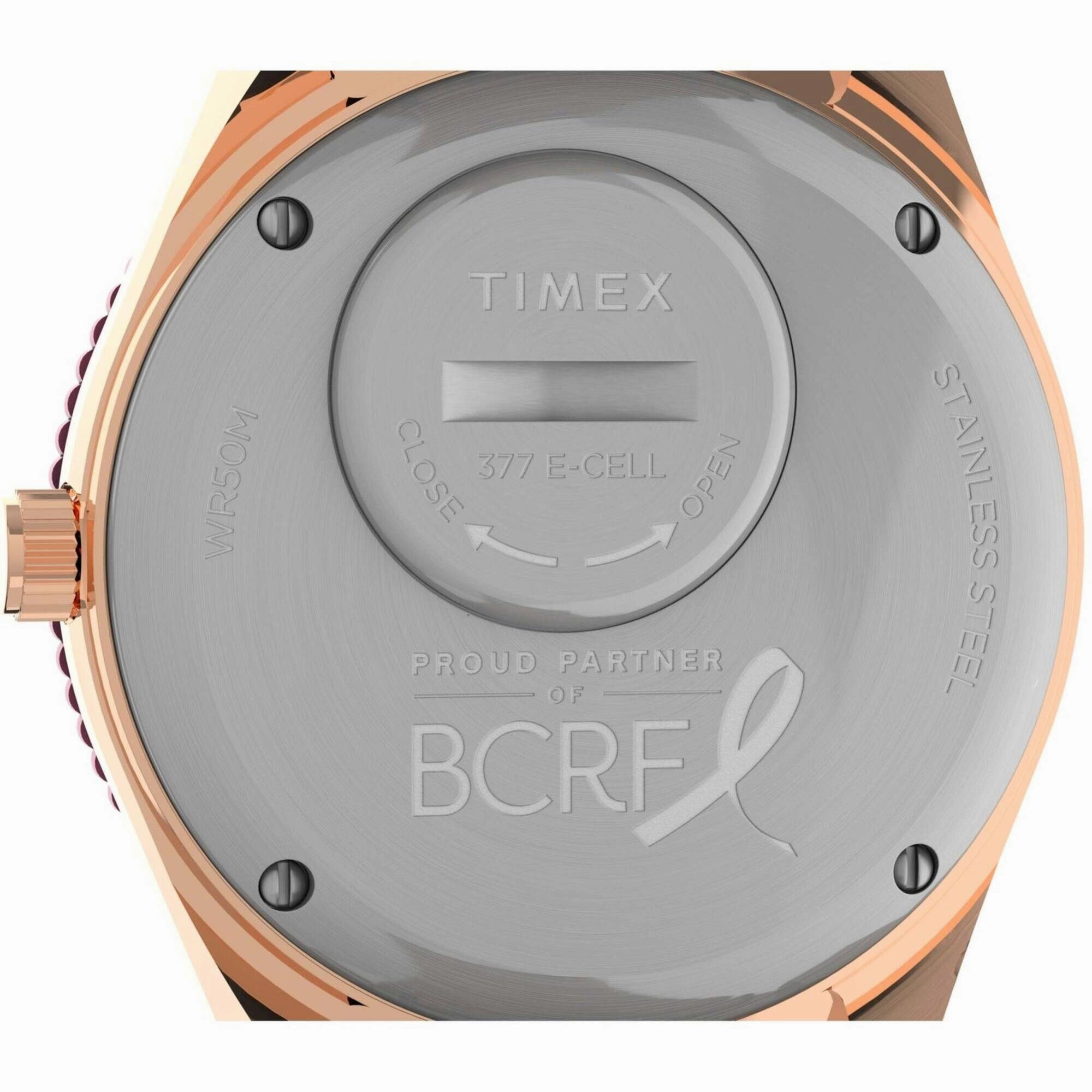 Timex Women's Watch - Q x BCRF Quartz Rose Gold Dial Two Tone Bracelet | TW2V52700