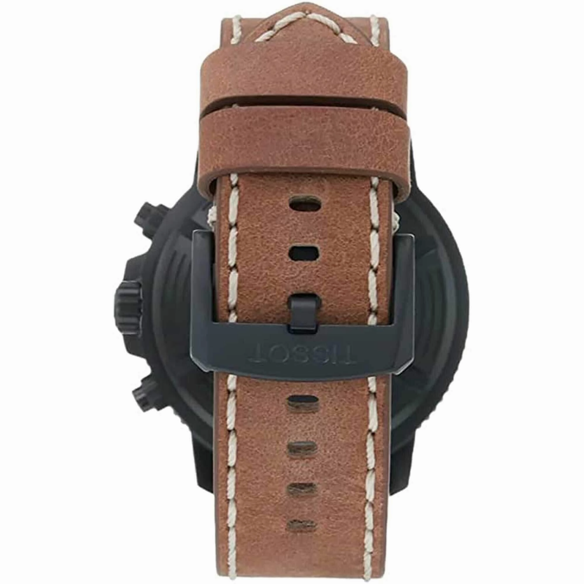 Tissot Men's Chronograph Watch - Seastar 1000 Black Case Brown Strap | T1204173605100