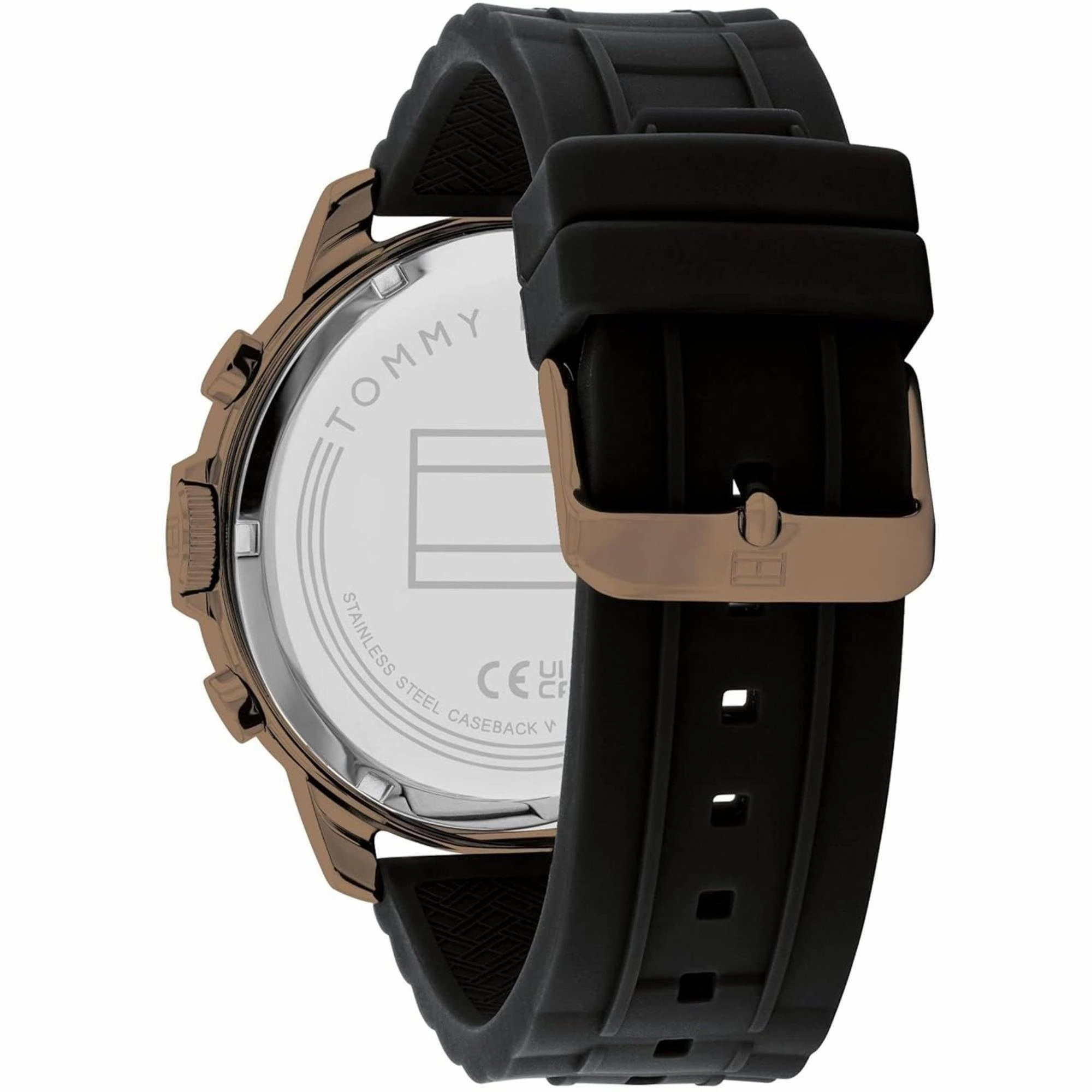 Tommy Hilfiger Men's Watch - Luca Day-Date Black Dial Silicone Rubber Strap | 1710491