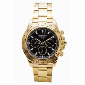 Valentino 20121651-BLACK DIAL STAINLESS BAND STRAP Watch for Men