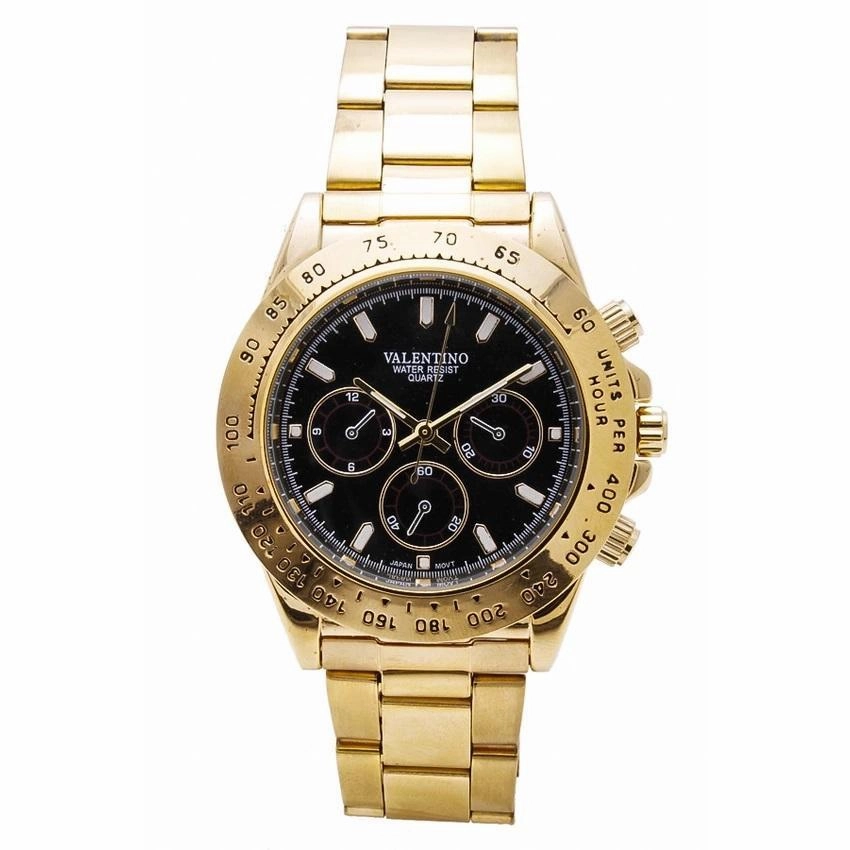 Valentino 20121651-BLACK DIAL STAINLESS BAND STRAP Watch for Men