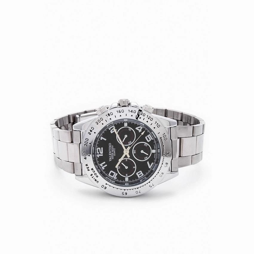 Valentino 20121652-BLACK DIAL STAINLESS BAND STRAP Watch for Men