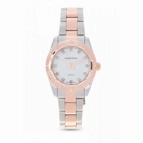 Valentino 20121974-TWO TONE  - White Dial Two Tone Stainless Band Watch For Women