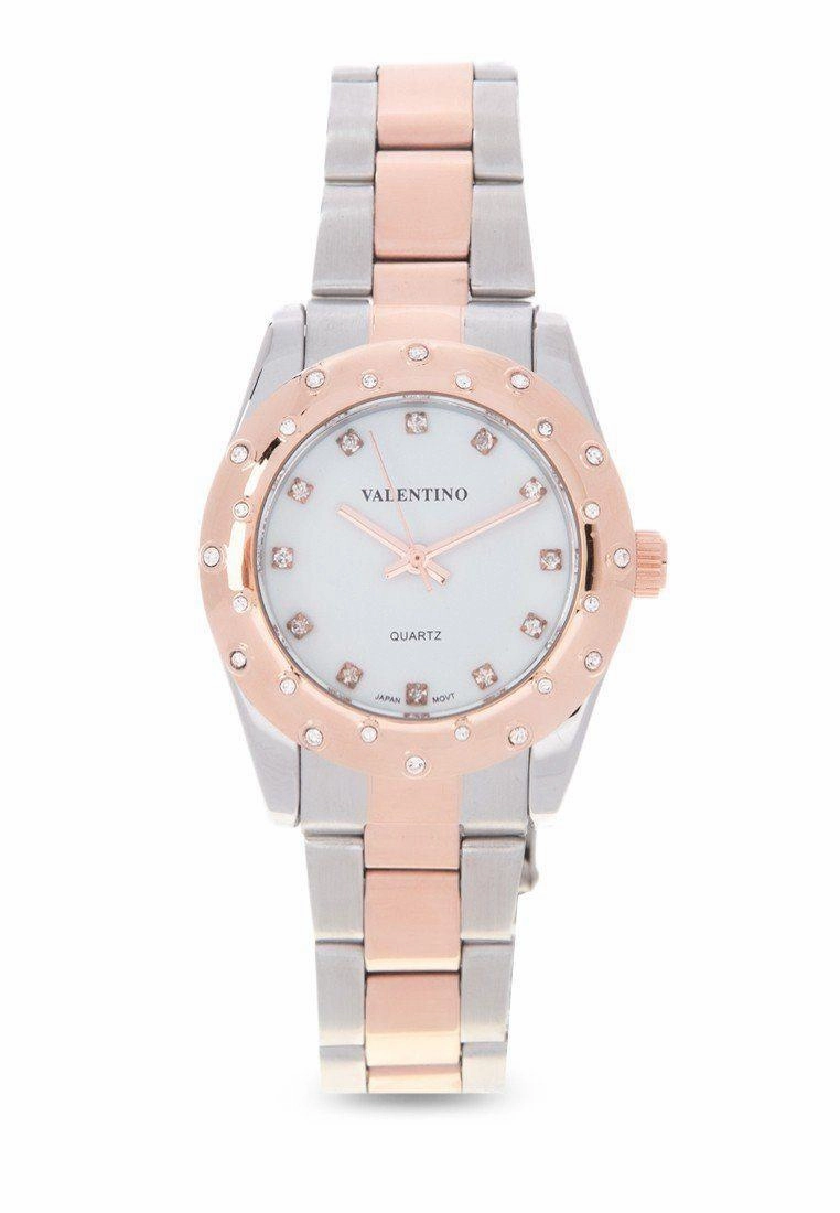 Valentino 20121974-TWO TONE  - White Dial Two Tone Stainless Band Watch For Women