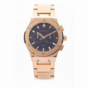 Valentino 20122067-BLACK DIAL GOLD STAINLESS STEEL BAND Watch for Men