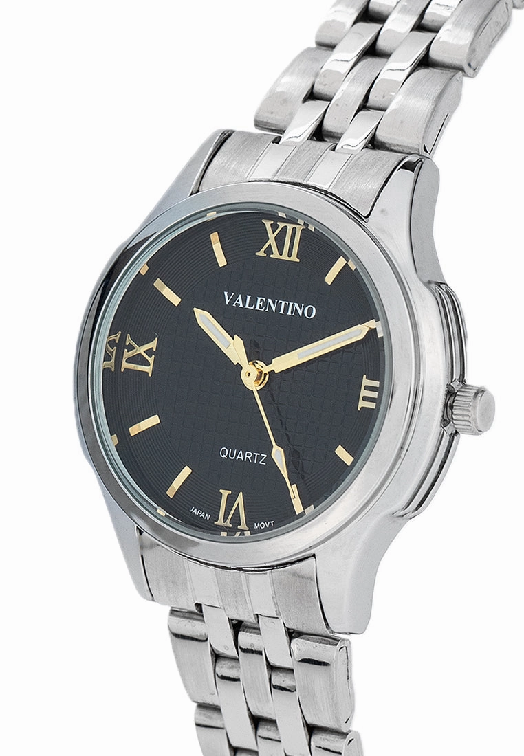 Valentino 20122378-BLACK DIAL Stainless Steel Strap Analog Watch for Women