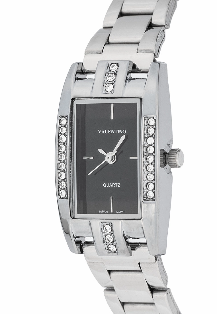 Valentino 20122384-BLACK DIAL Stainless Steel Strap Analog Watch for Women
