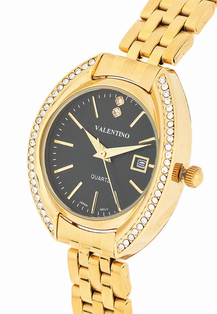 Valentino 20122385-BLACK DIAL Stainless Steel Strap Analog Watch for Women