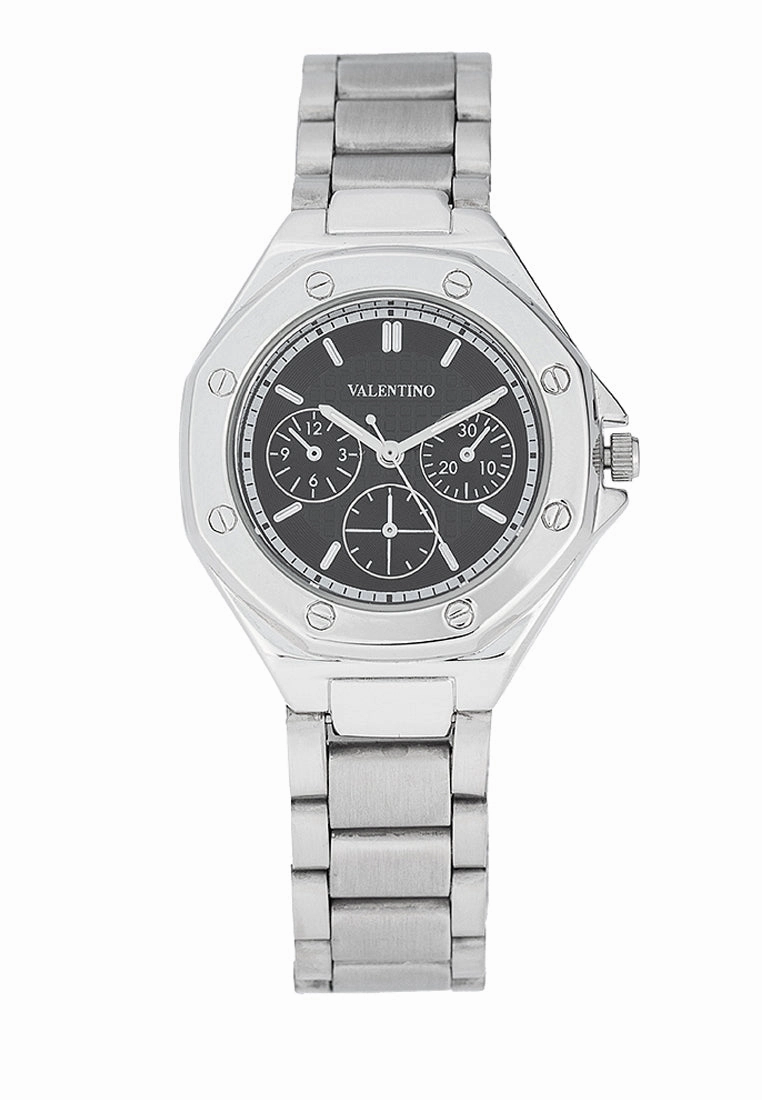 Valentino 20122472-BLACK DIAL Stainless Steel Strap Analog Watch for Women