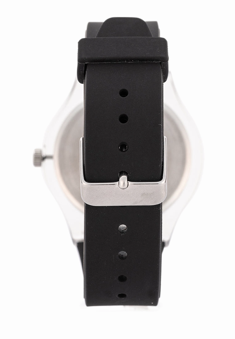Valentino Rubber Strap Analog Watch for Women 20122094-BLK - SILVER DIAL LINE
