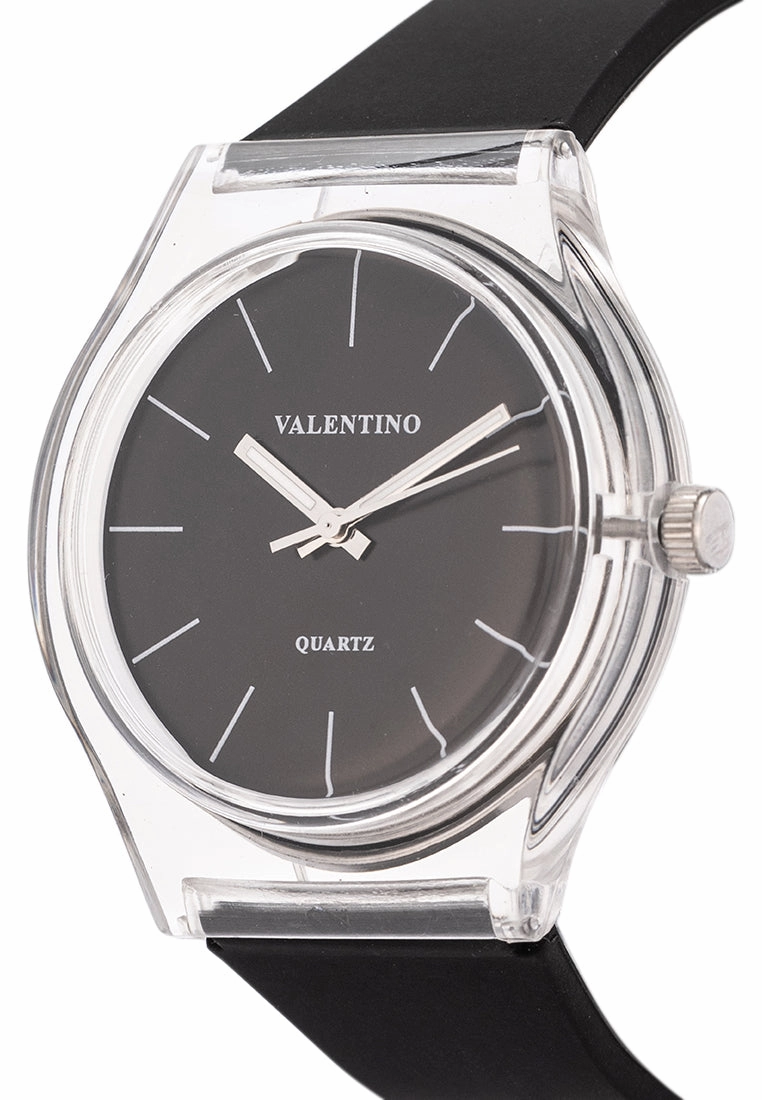 Valentino Rubber Strap Analog Watch for Women 20122094-BLK - SILVER DIAL LINE