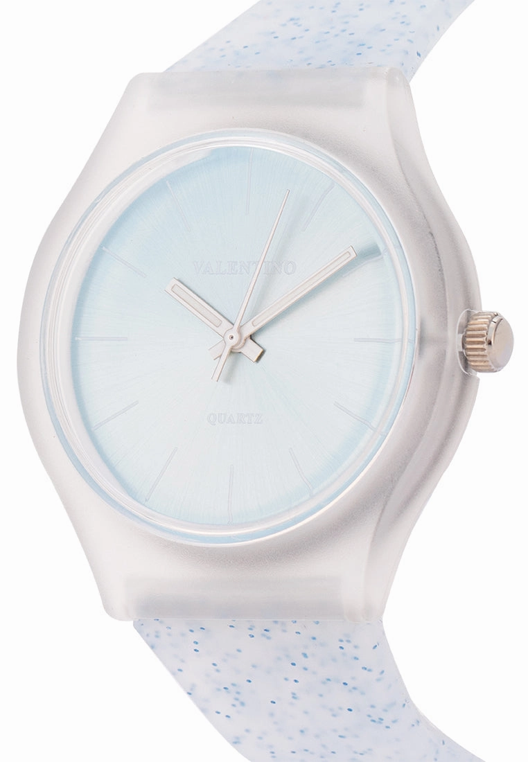 Valentino Rubber Strap Analog Watch for Women 20122094-BLUE GLITTER NUMBER