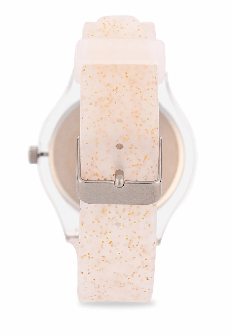 Valentino Rubber Strap Analog Watch for Women 20122094-GOLD GLITTER LINE