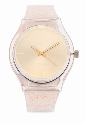 Valentino Rubber Strap Analog Watch for Women 20122094-GOLD GLITTER LINE