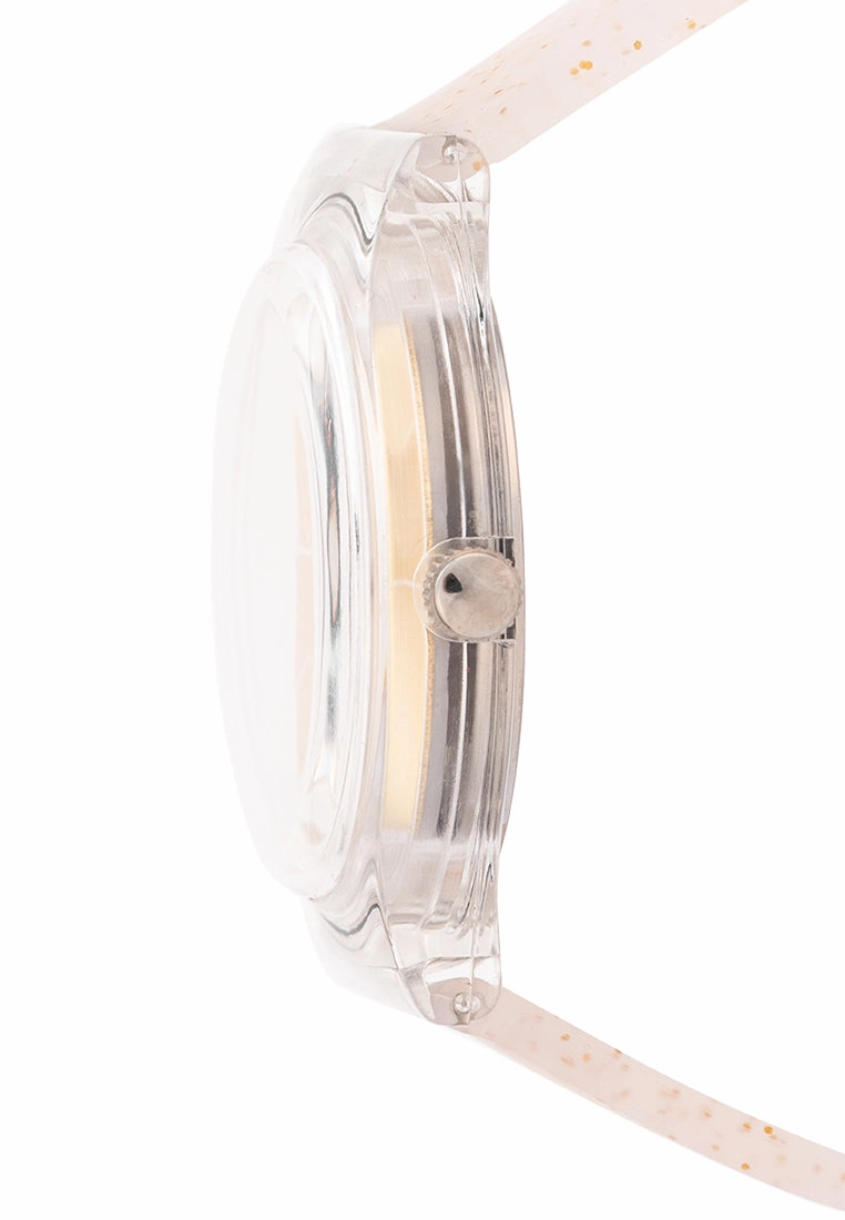 Valentino Rubber Strap Analog Watch for Women 20122094-GOLD GLITTER LINE