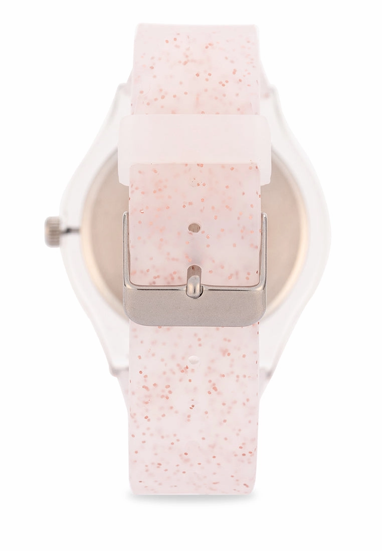 Valentino Rubber Strap Analog Watch for Women 20122094-ROSE GLITTER LINE