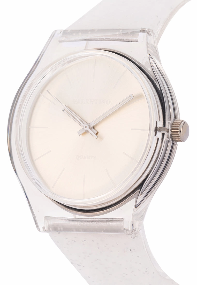 Valentino Rubber Strap Analog Watch for Women 20122094-SILVER GLITTER LINE